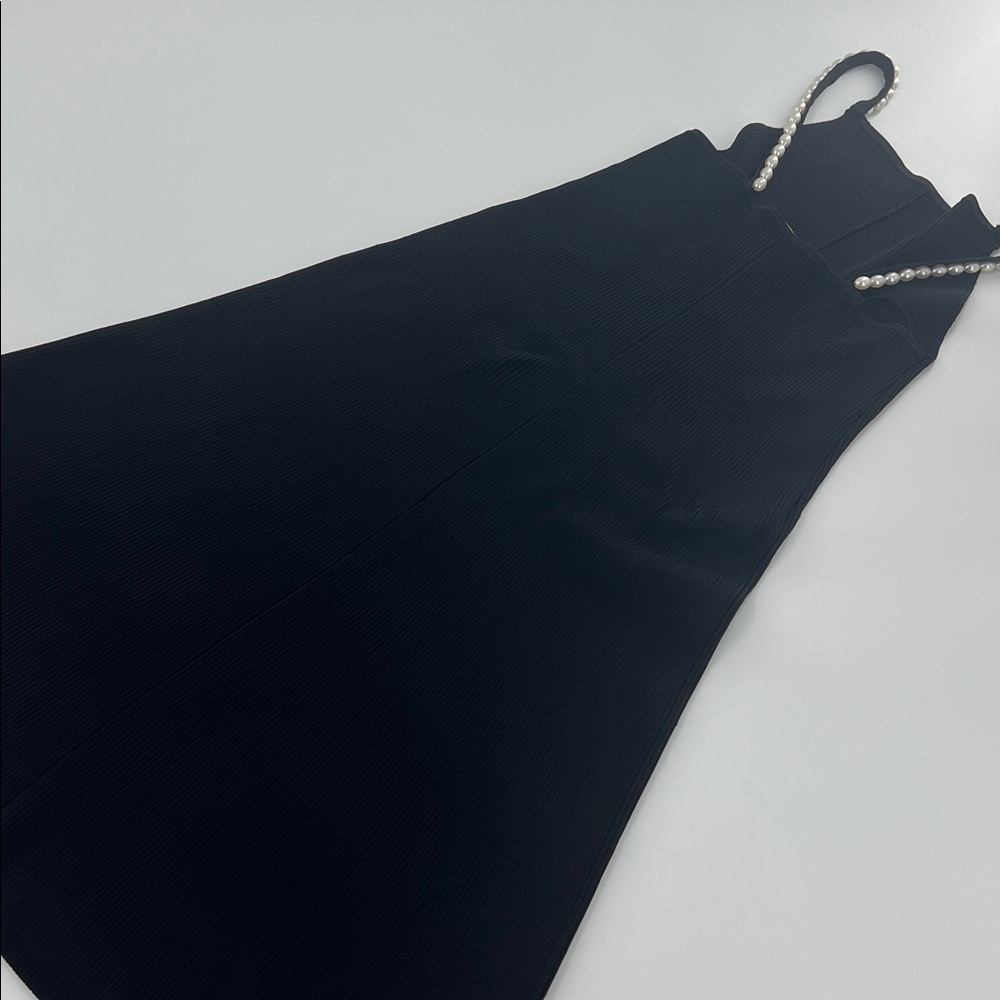 House of Harlow little black dress pearl straps ribbed fit and flare NWT $198 - Picture 9 of 9